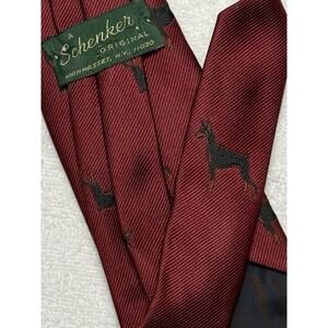 A Schenker Original Maroon Doberman Pinscher Tie‎ Approx 57.5" x 3.25" RARE VTG